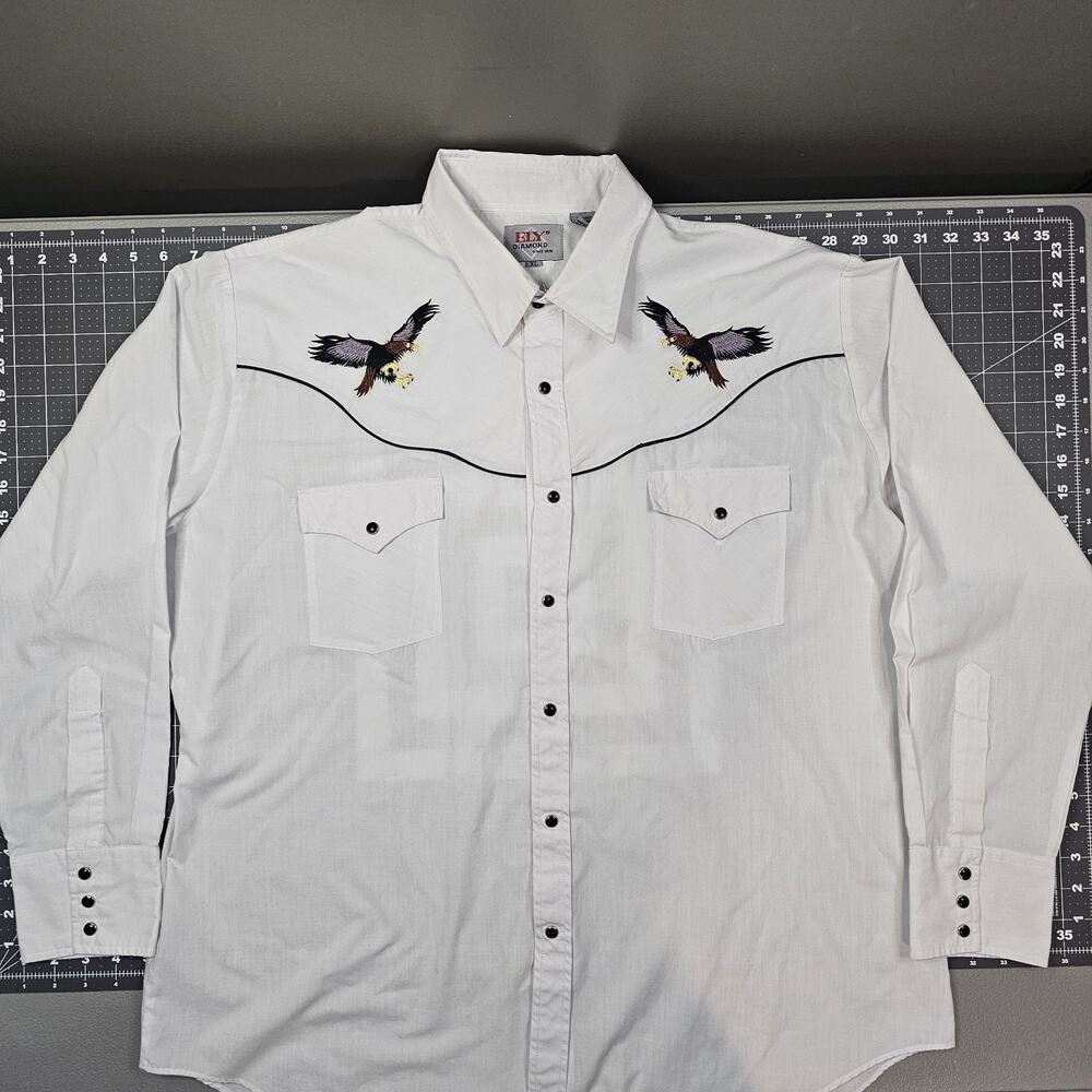 Eli Diamond Shirt XL Western Embroidered Eagle Pearl Snap Cowboy Retro Rodeo